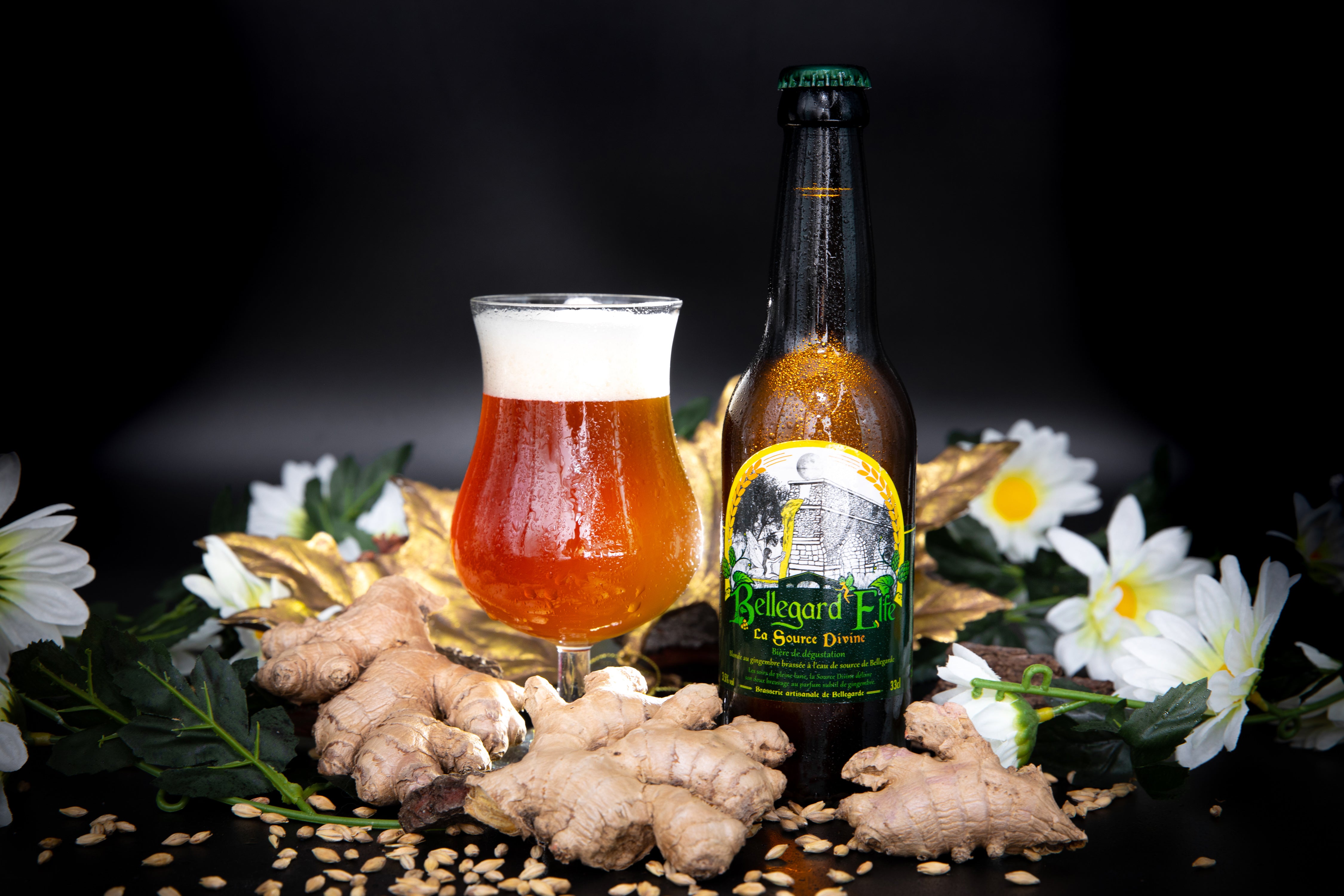 Bière artisanale blonde au gingembre et citron par Bellegard'Elfe